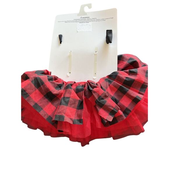 Bebe Baby Winter Boutique Holiday Check 0-12 Months Hair Bow, Sox’s And Skirt - Picture 2 of 3